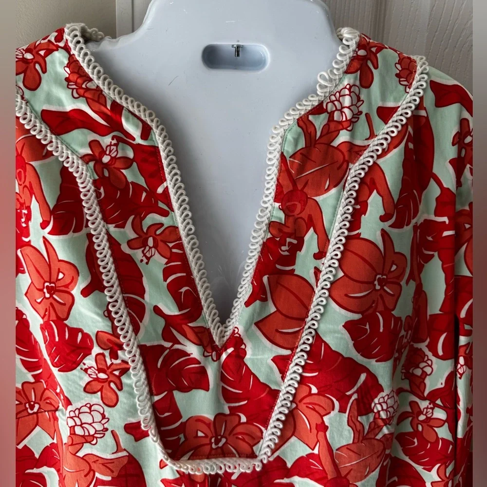 Sail to Sable Orange, Mint Green and White Dress Size L - Picture 2 of 7